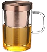ecooe 16.9 Oz Borosilicate Glass Tea Mug Cup Tea Glasses with Stainless Steel Infuser &amp; Lid, Loos...
