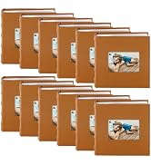 Golden State Art,Photo Album with Memo Writing Space hold 200 4x6 Horizontal Pictures,Leather Cov...