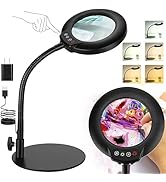 Drdefi 8X Magnifying Glass with Light and Stand, 5 Color Modes Stepless Dimmable Flexible Goosene...