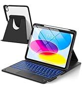 TaIYanG Touchpad for iPad A16 11th/10th Generation Case with Keyboard, 7 Color Backlit 360 Rotati...