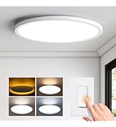 Matane 15.4in LED Flush Mount Ceiling Light with Night Light, 36W Dimmable Light Fixture, 3000K/4...