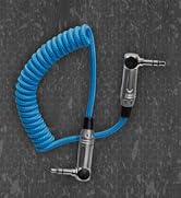 KONDOR BLUE | Coiled 3.5mm Right Angle TRS Stereo Audio Cable | 12"-24" Cable Compatible with Ste...