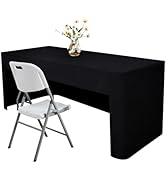 Nacuci 48X24 Inch Black Rectangle Fitted Tablecloth Open Back Fitted Table Cloth Washable Polyest...