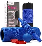 5 in 1 Foam Roller Set Muscle Massage Foam Ripple Roller for Deep Tissue Massage of The Back and ...