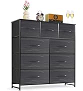 9-Drawer Dresser for Bedroom, Anti-Tip Tall Storage Organizer Chest of Drawers with Wooden Top an...