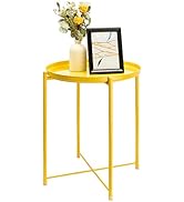 danpinera Tray Metal End Table, Small Round Side Table Sofa Side Table Round Metal Nightstand, Ou...