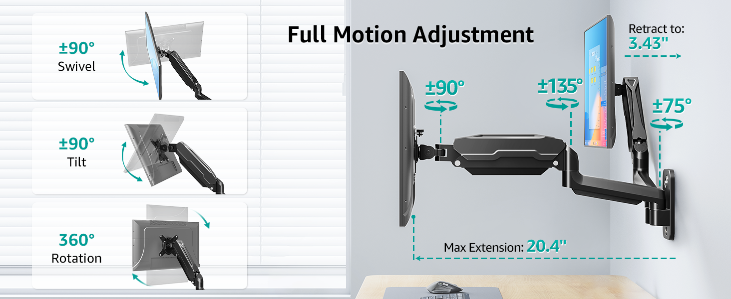 dual monitor mount wall