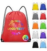 Grneric Custom Drawstring Backpacks Bulk 10 Pack, Drawstring String Bags Personalized Cinch Backp...
