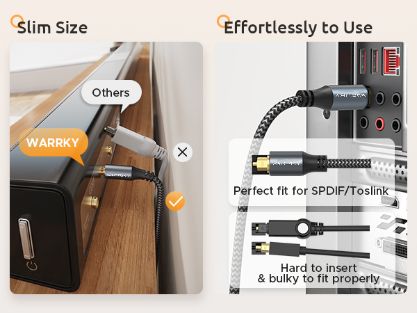 WARRKY Optical Cable for Soundbar provide reliable connection for uninterrupted audio.