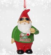 Gnometastic &amp;#34;Let&amp;#39;s Get Baked&amp;#34; Smoking Gnome Funny Christmas Ornaments for adults