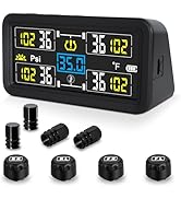 VAMOTA Tire Pressure Monitoring System, TPMS Tire Pressure Monitor with Solar Charge &amp;USB, 4 Sens...