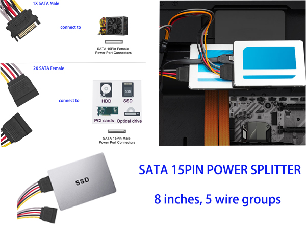 SATA 15PIN POWER SPLITTER