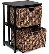 BIRDROCK HOME 2 Tiered File Cubby with Wood Top - Brown Wash - Vertical Storage Furniture - Offic...