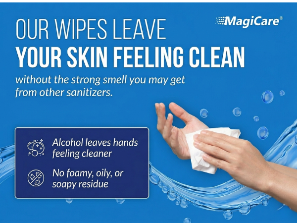 Hands showing a clean skin feeling is left with no oily or soapy residue or strong smell