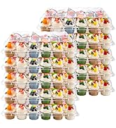 NPLUX 24 Count Cupcake Containers 10 Pack Cupcake Holders with Detachable Tall Dome Lids Clear Pl...