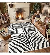 B BENRON Premium Zebra Rug, Soft Animal Print Rugs for Living Room Bedroom, 4x6 feet, Non-Slip, M...