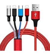 Multi USB Charging Cable 3A, 4Ft 4 in 1 Fast Charger Cord with Dual Phone/Type C/Micro USB Connec...