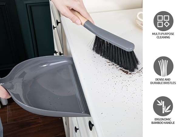 MR.SIGA Bamboo Handle Broom and Dustpan Set