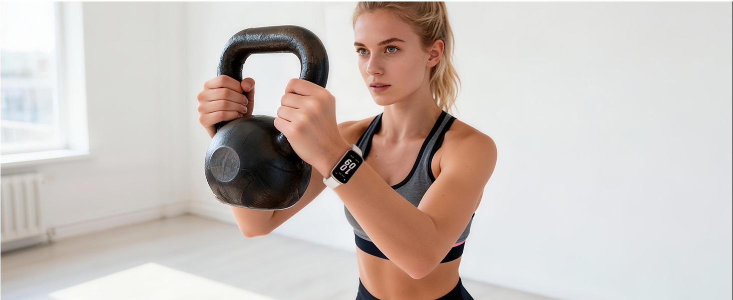 Fitness sequence showing kettlebell exercise demonstrations with proper form and technique against white background.