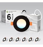 ASD 6 Pack 3 Inch LED Recessed Light, 6W 5 CCT 2700K-5000K CRI90+, IC Rated Ultra Thin Dimmable C...