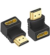 HDMI Male to Female Adapter 2-Pack 4K&amp;3D, HDMI Extender Coupler, 90 and 270 Degree HDMI Coupler E...