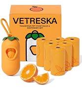 VETRESKA Dog Poop Bag Dispenser with Citrus Scented Waste Bags, Leak Proof, Extra Thick and Large...