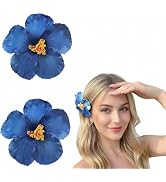2 Pcs Blue Fovely Flower Hair Clips for Women Plumeria Hibiscus Hair Clip Artificial Flower Clips...