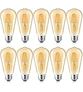 Brightown LED Edison Bulb, 10 Packs 60 Watt Equivalent 6W Dimmable LED Filament Bulb, E26 Base Vi...
