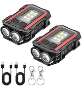 SUNPRO Mini Keychain Flashlight with Clip, 8 Modes Pocket Flash Light, Red Blue COB Side Light, T...