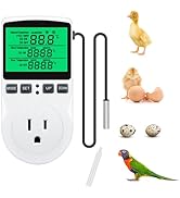 KABASI Digital Temperature Controller, Backlit LCD Screen Thermostat Heating Cooling Outlet Plug ...