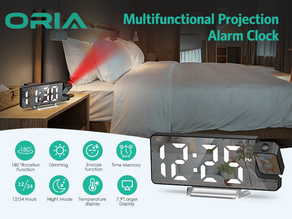 bedroom projection alarm clock red display digital clock with projector 