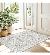 Madane Washable Area Rug 2x3, Small Entryway Rug Non-Slip Vintage Door Mat Indoor Entrance, Low P...
