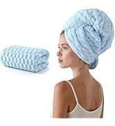 REDKISS Blue Microfiber Hair Towels - Extra Large Hair Towel Wrap for Women, 24x42 inch Hair Towe...