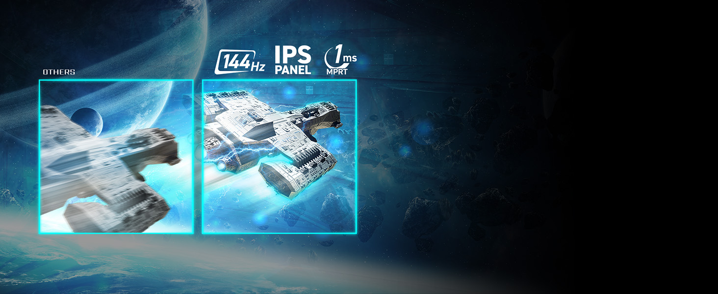 Equipped with a 23.8" FHD (1920 x 1080) IPS Panel with a 144 Hz refresh rate & 1ms response time