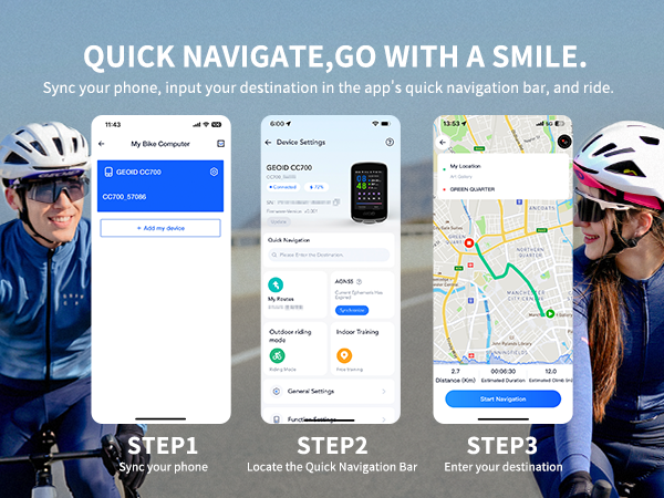 GEOID CC700 2.8‘’ Color Screen Bike/Cycling Computer Wireless - Route Navigation Re-Route Planing