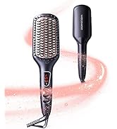 MEGAWISE Pro Ceramic Ionic Hair Straightener Brush for Home Salon, Straightening Hair Brush with ...