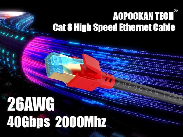 Cat 8 Ethernet Cable High Speed 26Awg 40Gbps 2000Mhz Cat8 Network Cable Internet lan Wrie