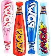 Bedwina Pow Inflatable Baseball Bats - (Pack of 12) Oversized 20 Inch Inflatable Toy Bat, Carniva...