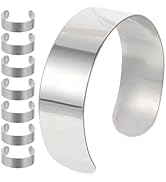 Milisten 8pcs Bracelet Blanks Stainless Steel Bracelet Cuffs Hammered &amp; Engraved Handmade Bangle ...