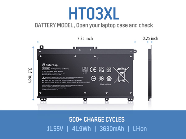 HT03XL battery model: 11.55V 41.9Wh 3630mAh