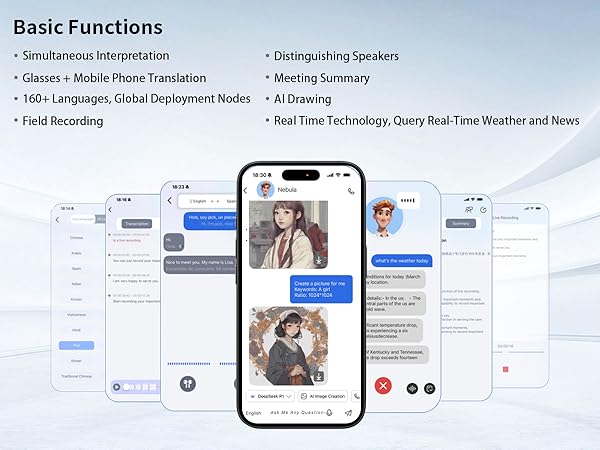 smart AI translation glasses for men women, multi-function translation glasses