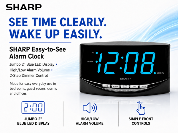 Easy to See. EZ Alarm bedroom bedside. office kitchen older bright easy to see large numbers