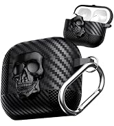 Fofvccv for AirPods Pro 2nd Generation Case Skull with Lock &amp; Keychain for Men, Funny Carbon Fibe...