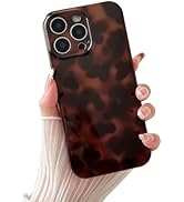 Huahuacase Compatible with for iPhone 14 Pro Max Case, Tortoise Shell Chic Amber Brown Print Leop...