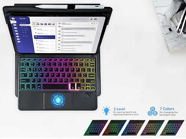 Universal Touchpad Keyboard Case for 9.7-11.0 tablet-Black-2-1