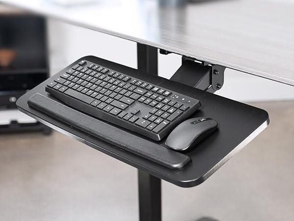 MOUNT-KB03B tilting keyboard tray at desk