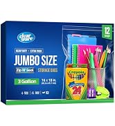 Clearware 12 Large Plastic Bags With Zipper Top - 3 Gallon Bags 16" x 18", Extra Large Storage Ba...