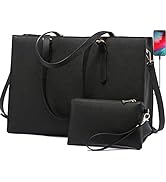 LOVEVOOK Laptop Bag for Women, Fashion Computer Tote Bag Large Capacity Handbag, Leather Shoulder...