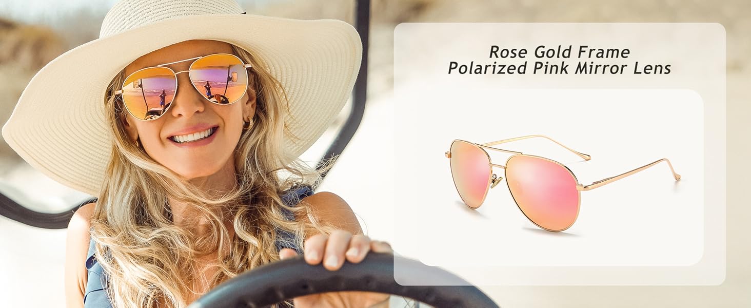 A stylish and elegant lady wearing pink aviator sunglasses during travelling