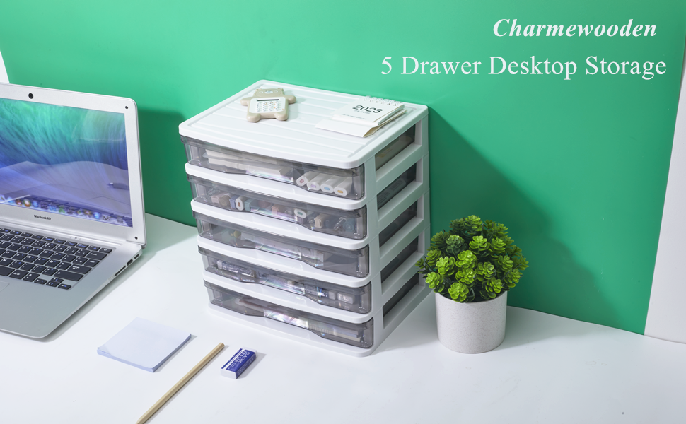 Charmewooden 5 Drawer Desktop Storage